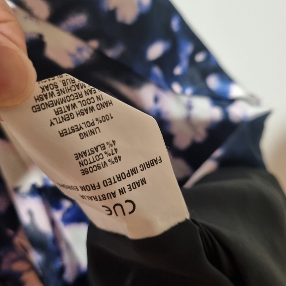 Cue Size 10 Black Purple Floral Fit & Flare Dress With Front Zip & Pockets - Picture 5 of 7